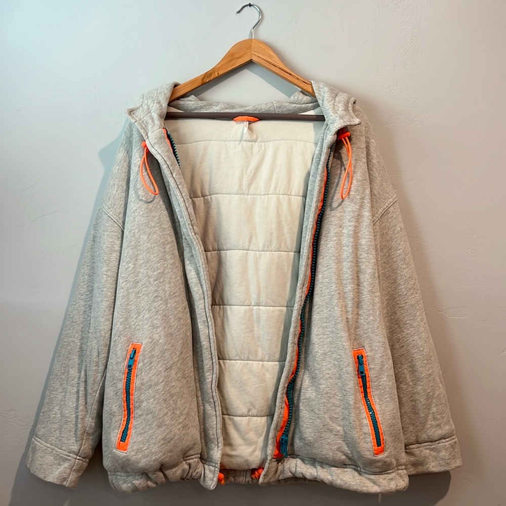 Free People Hooded Jacket in Heather Grey size XS